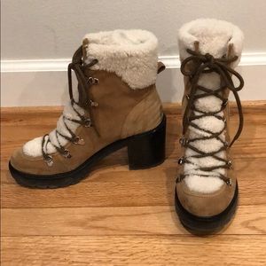 daven genuine shearling lace up boot marc fisher ltd